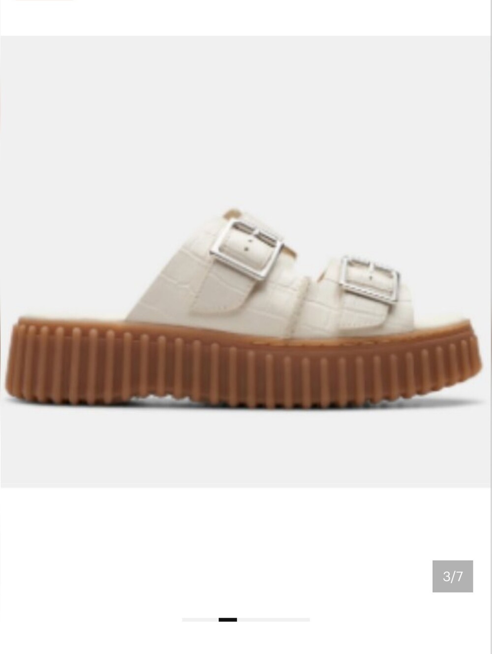 Clarks Cream Sandal with Brown Ribbed Sole - Picture 6 of 13